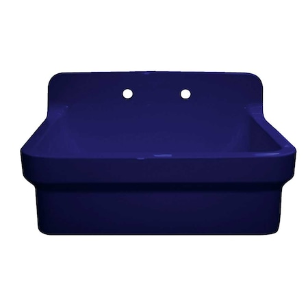 Whitehaus Old Fashioned Country Fireclay Utility Sink W/ High Backsplash, Blu OFCH2230-BLUE